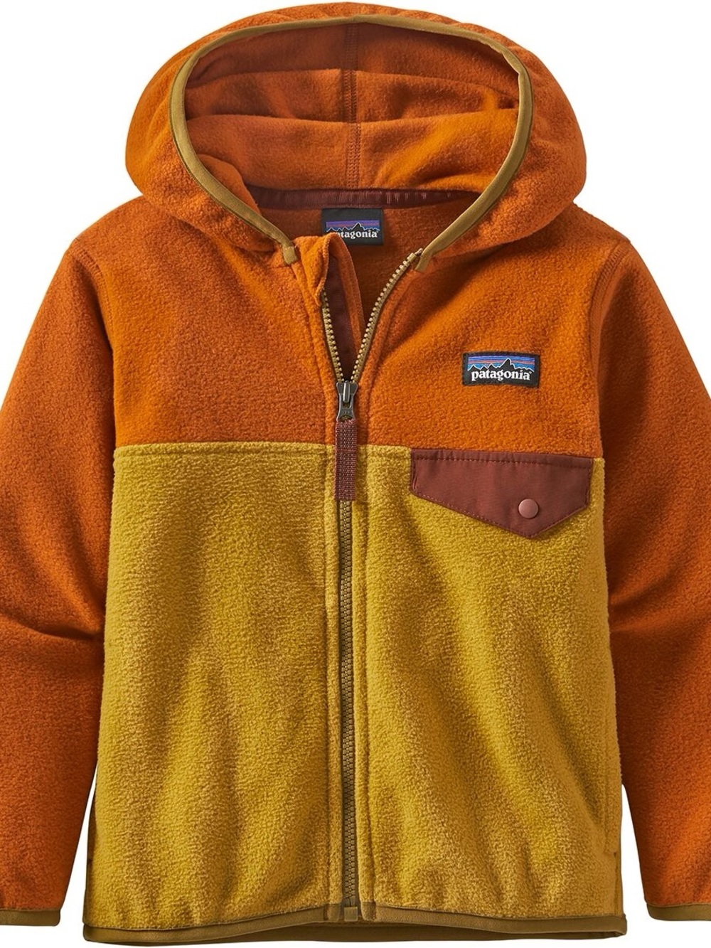 Patagonia Kids Two-Tone Orange & Mustard Hooded Fleece Jacket